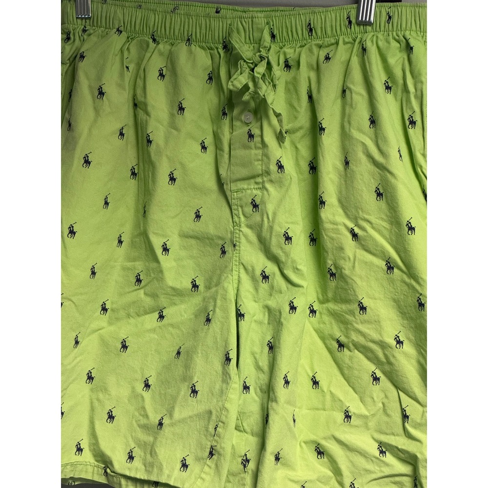 Polo Ralph Lauren Mens Lime Green Navy Pony Logo Cotton Sleep Pajama Shorts M - Picture 6 of 12